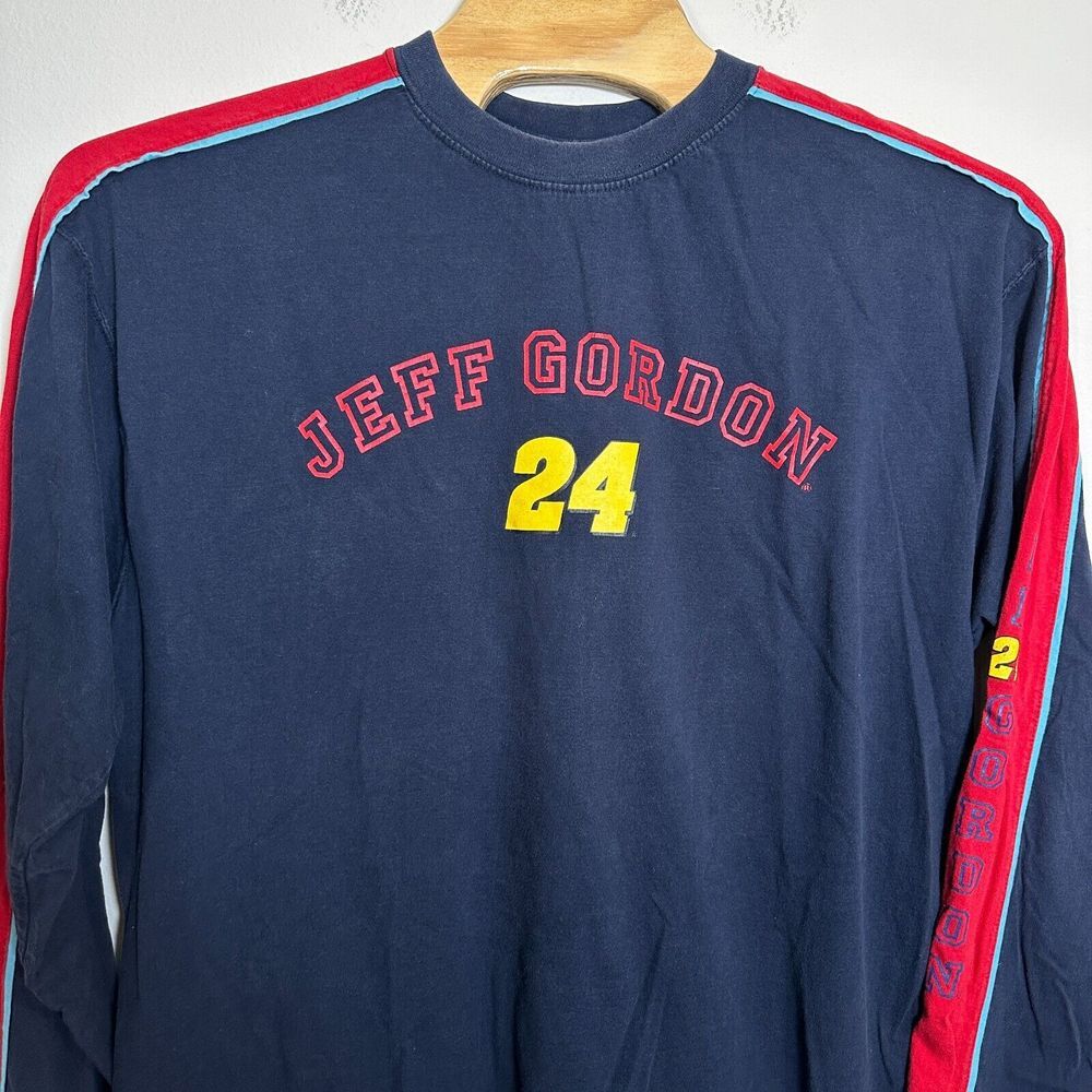 Vtg Jeff Gordon #24‎ Winner Circle Long Sleeve Crew Neck T Shirt Mens 2XL Blue